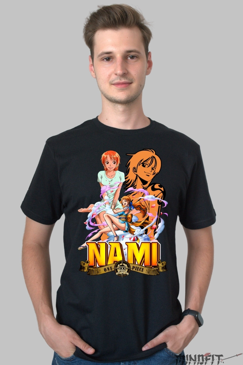 Tricou Anime One Piece - Nami Navigatorul Vremurilor barbat negru