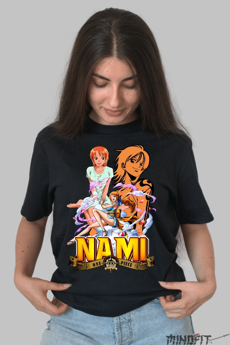 Tricou Anime One Piece - Nami Navigatorul Vremurilor dama negru