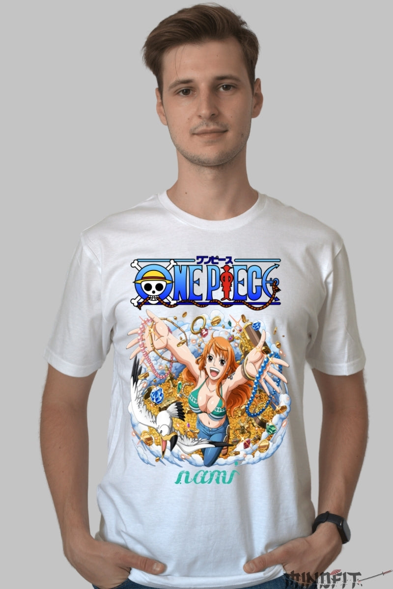 Tricou Anime One Piece - Nami Printesa Comorilor barbat alb