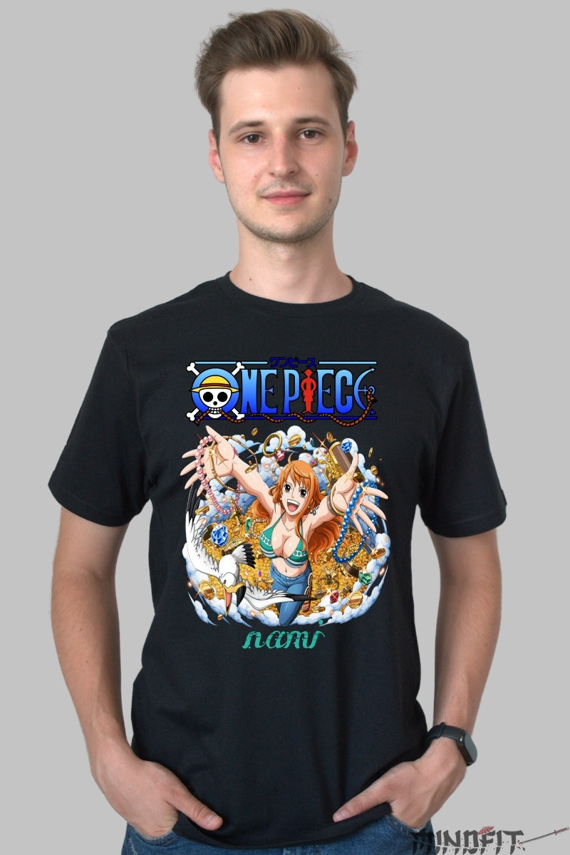 Tricou Anime One Piece - Nami Printesa Comorilor barbat negru