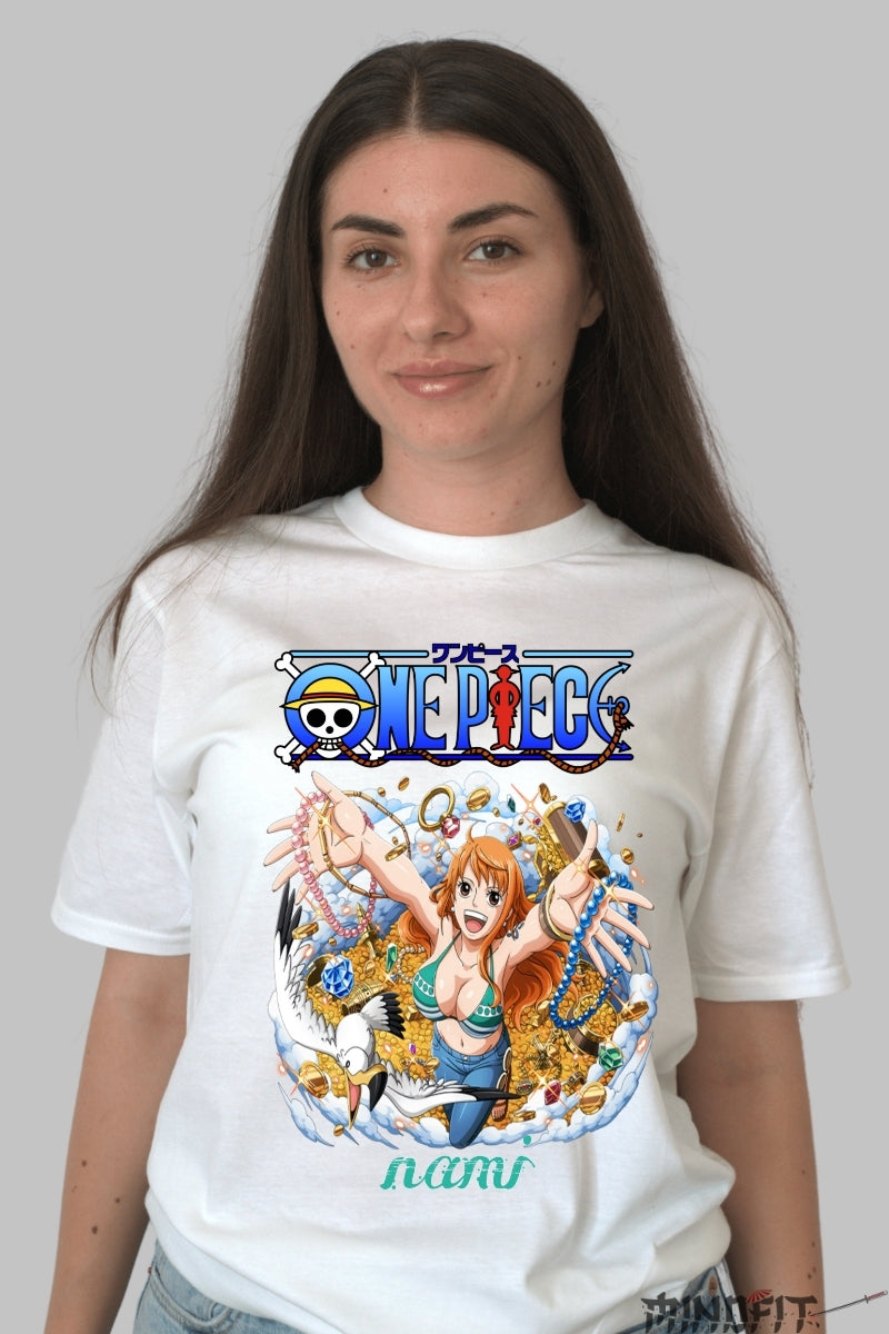 Tricou Anime One Piece - Nami Printesa Comorilor dama alb