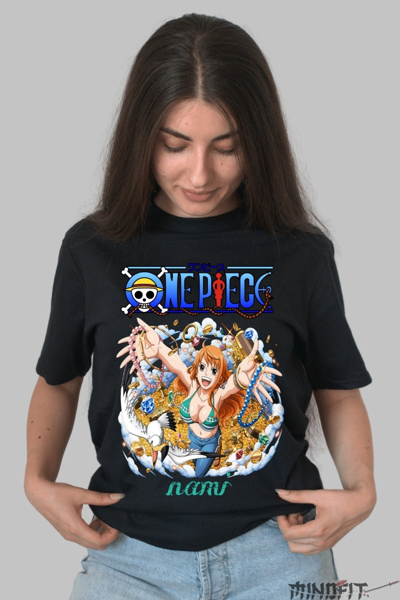Tricou Anime One Piece - Nami Printesa Comorilor dama negru