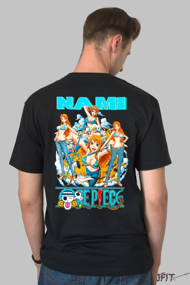 Tricou Anime One Piece - Nami Queen of Navigation barbat negru