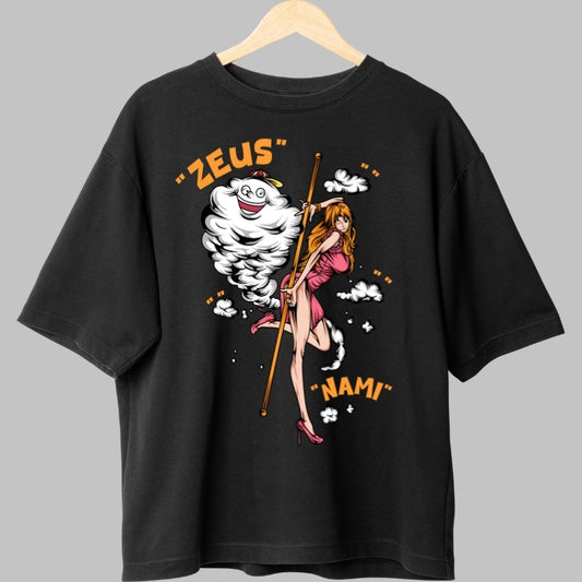 Tricou Anime One Piece - Nami si Zeus in actiune fata
