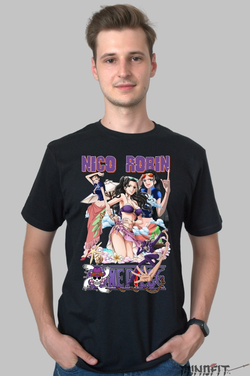 Tricou Anime One Piece - Nico Robin Arheologul Umbrei barbat negru