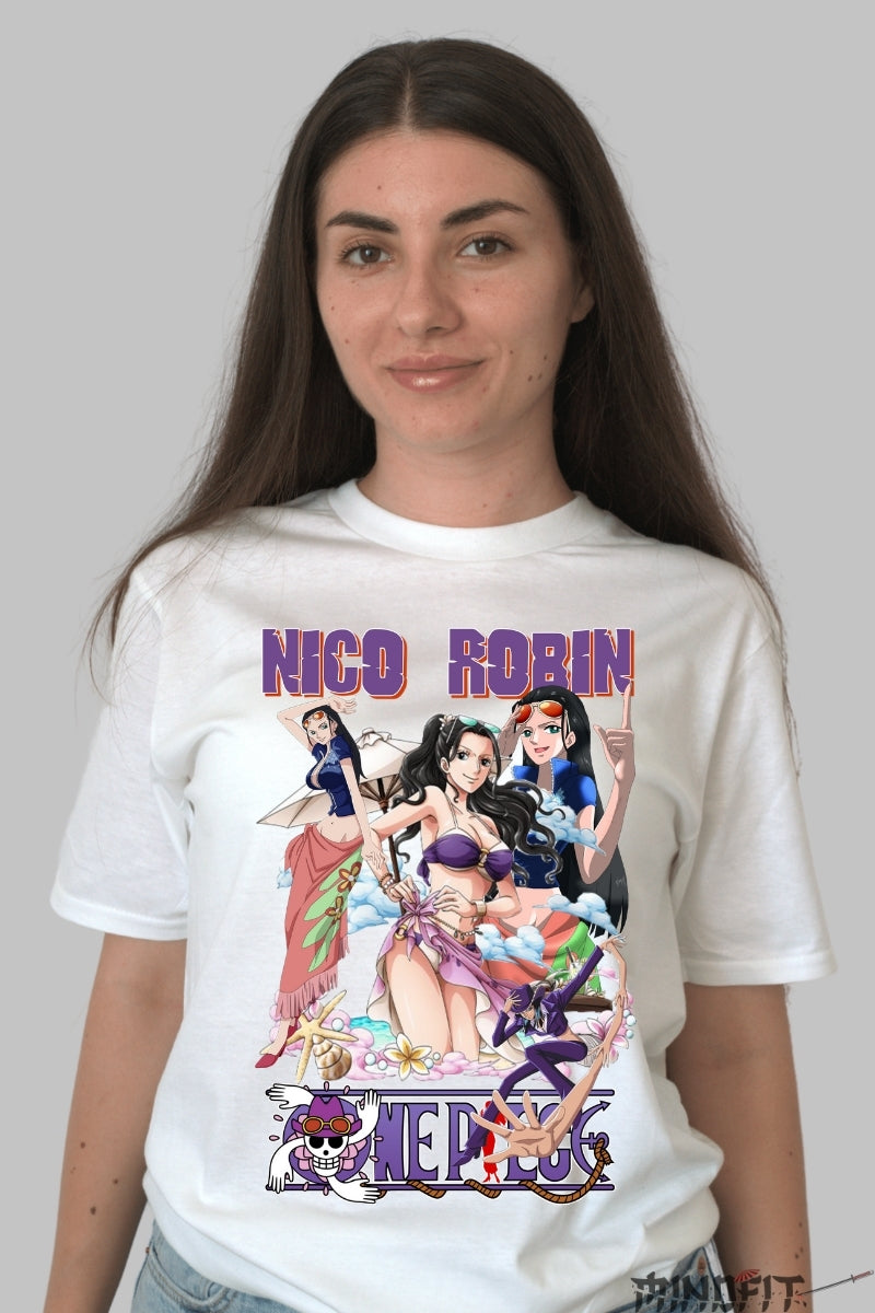 Tricou Anime One Piece - Nico Robin Arheologul Umbrei dama alb