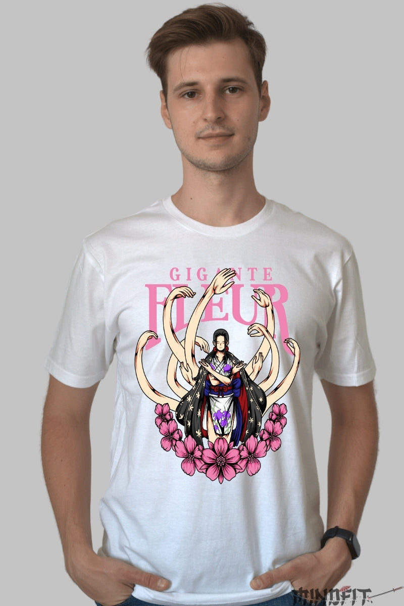 Tricou Anime One Piece - Nico Robin Gigante Fleur barbat alb