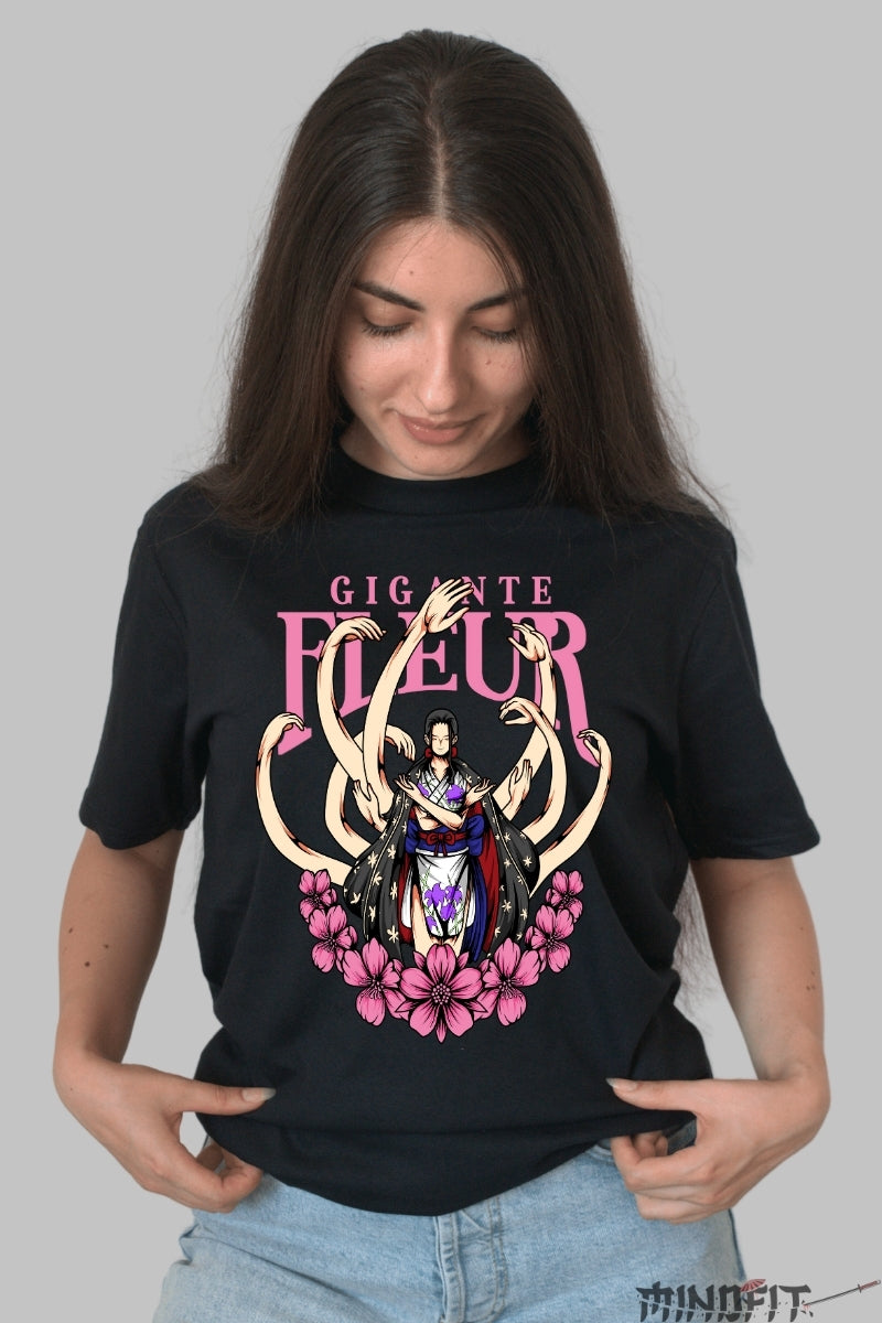 Tricou Anime One Piece - Nico Robin Gigante Fleur dama negru