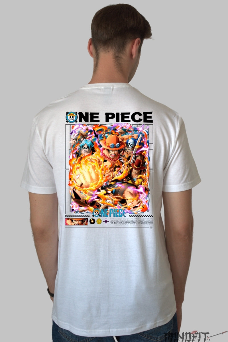 Tricou Anime One Piece - Portgas D. Ace Flacara Legendara barbat alb
