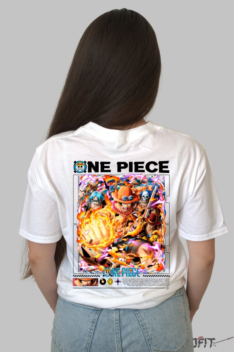 Tricou Anime One Piece - Portgas D. Ace Flacara Legendara dama alb