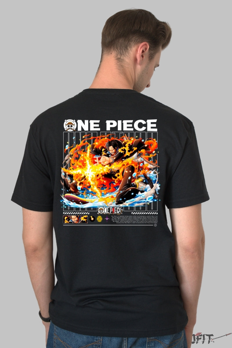 Tricou Anime One Piece - Portgas D. Ace Flacara si Viteza barbat negru