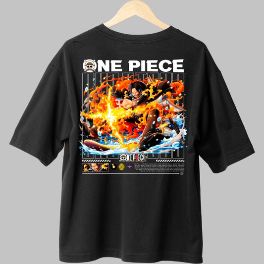 Tricou Anime One Piece - Portgas D. Ace Flacara si Viteza spate