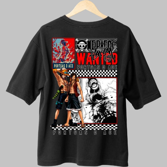 Tricou Anime One Piece - Portgas D. Ace Wanted Edition spate