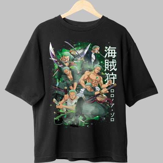 Tricou Anime One Piece - Roronoa Zoro Maestrul Trei Sabii fata