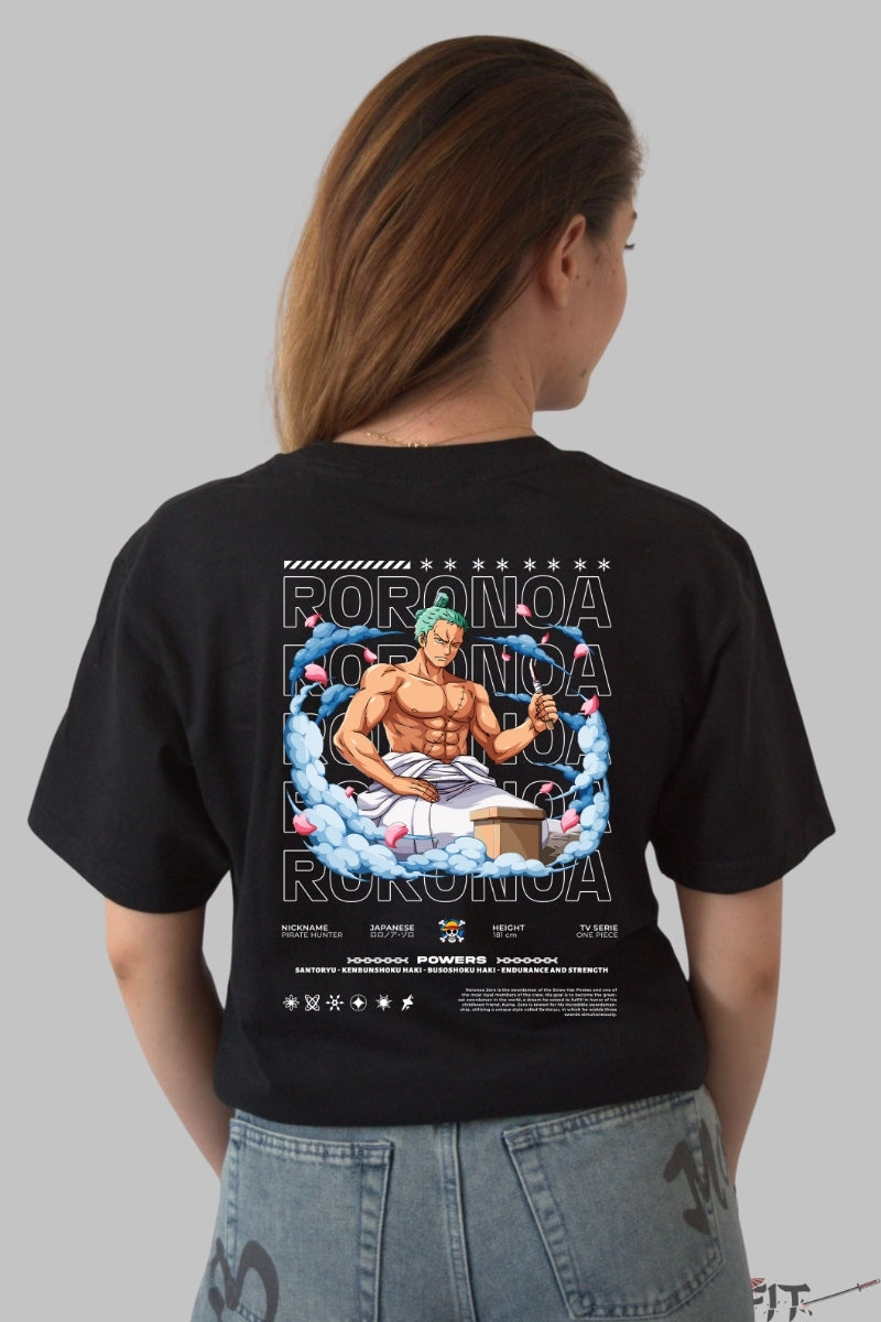 Tricou Anime One Piece - Roronoa Zoro Meditatie Samurai dama negru