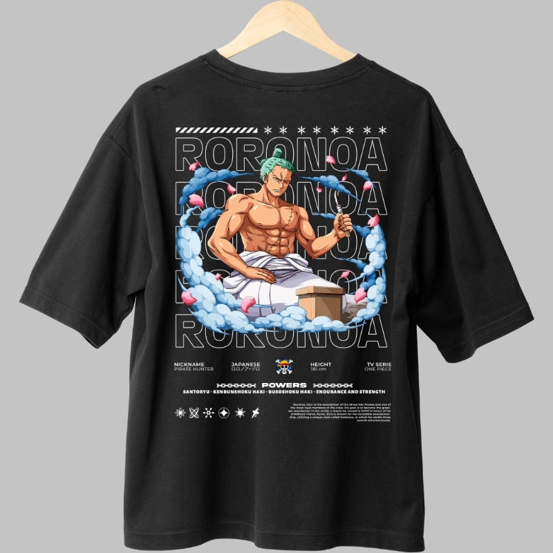 Tricou Anime One Piece - Roronoa Zoro Meditatie Samurai spate