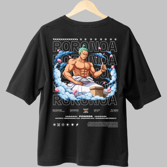 Tricou Anime One Piece - Roronoa Zoro Meditatie Samurai spate