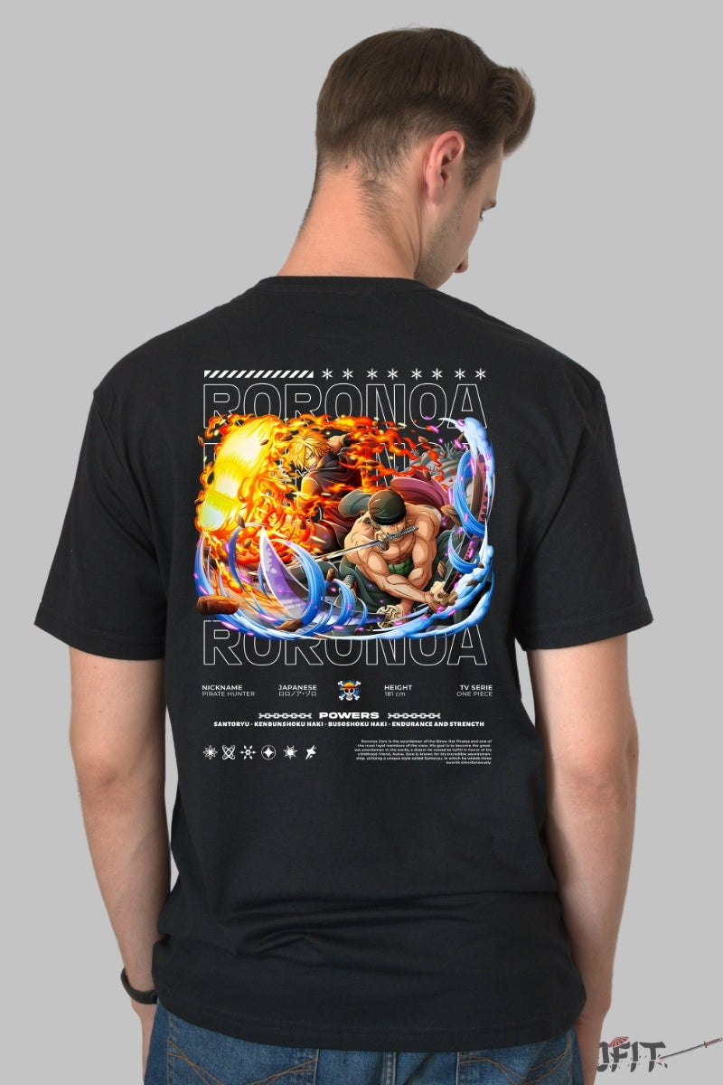 Tricou Anime One Piece - Roronoa Zoro Santoryu Infernal barbat negru