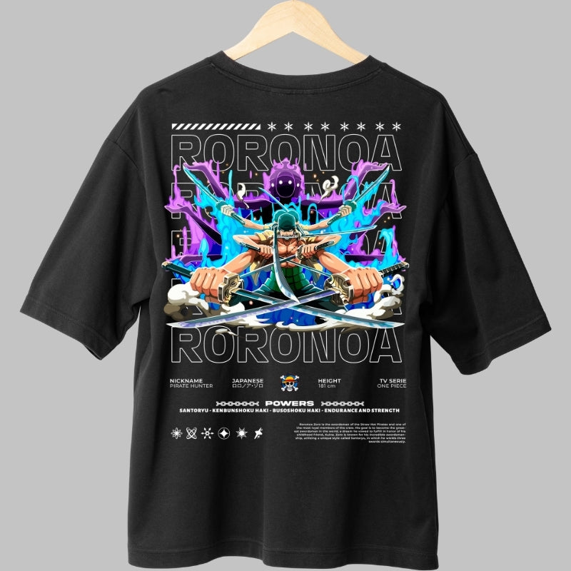 Tricou Anime One Piece - Roronoa Zoro Santoryu Legend spate