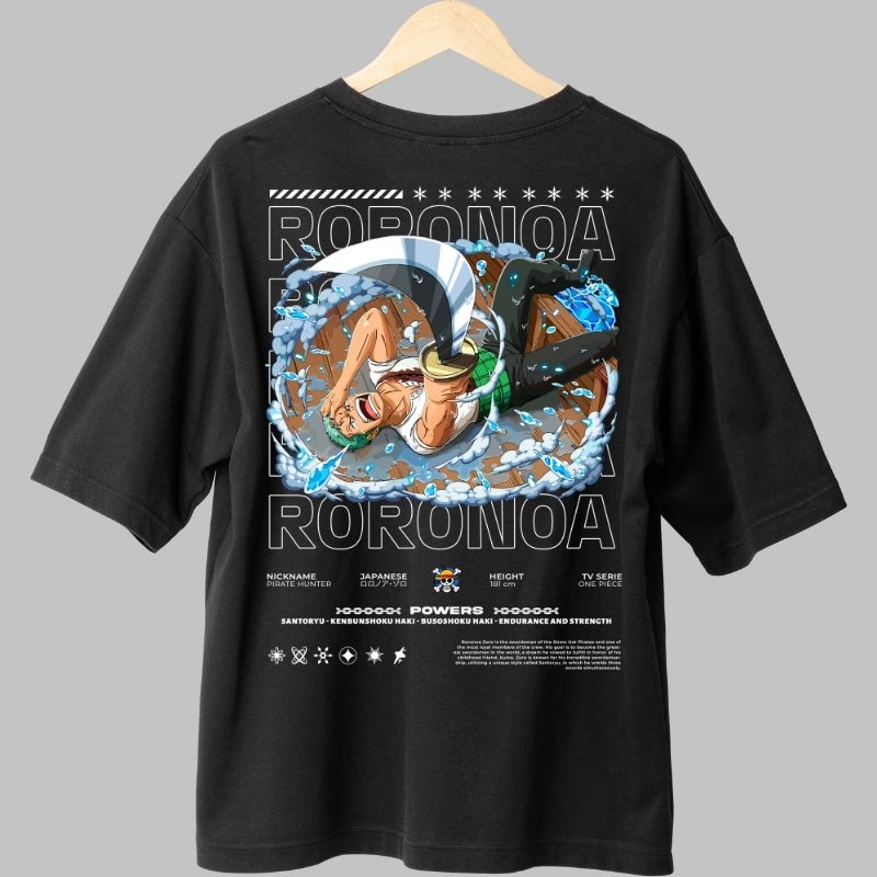 Tricou Anime One Piece - Roronoa Zoro Santoryu Power spate