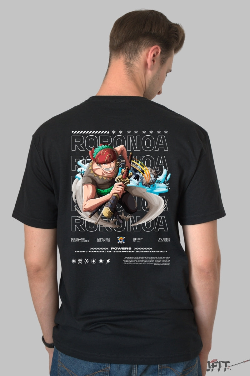Tricou Anime One Piece - Roronoa Zoro Santoryu Power barbat negru