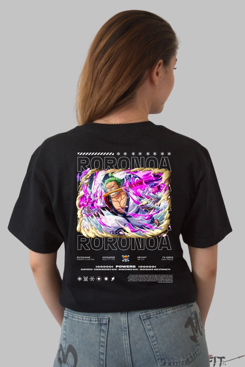 Tricou Anime One Piece - Roronoa Zoro Santoryu Storm dama negru