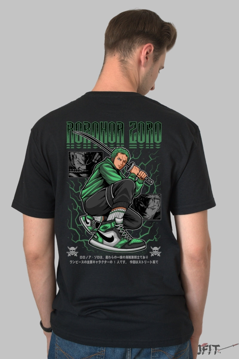 Tricou Anime One Piece - Roronoa Zoro Street Energy barbat negru