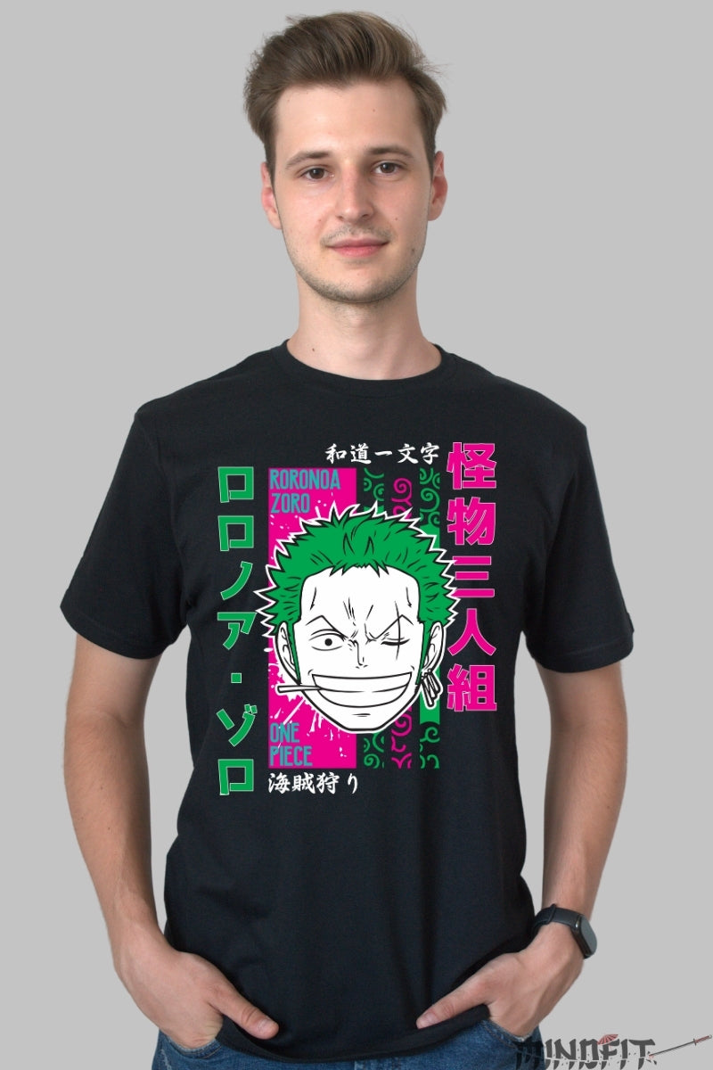 Tricou Anime One Piece - Roronoa Zoro Style Icon barbat negru
