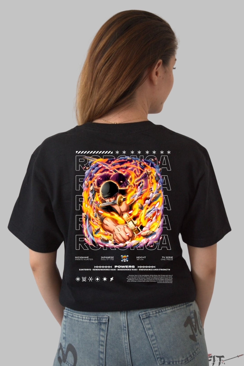 Tricou Anime One Piece - Roronoa Zoro Sufletul Santoryu dama negru