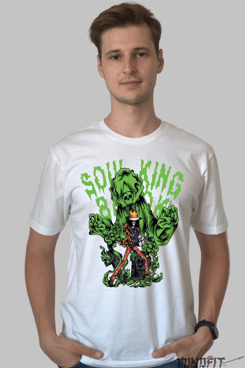 Tricou Anime One Piece - Soul King Brook Reaper Vibe barbat alb