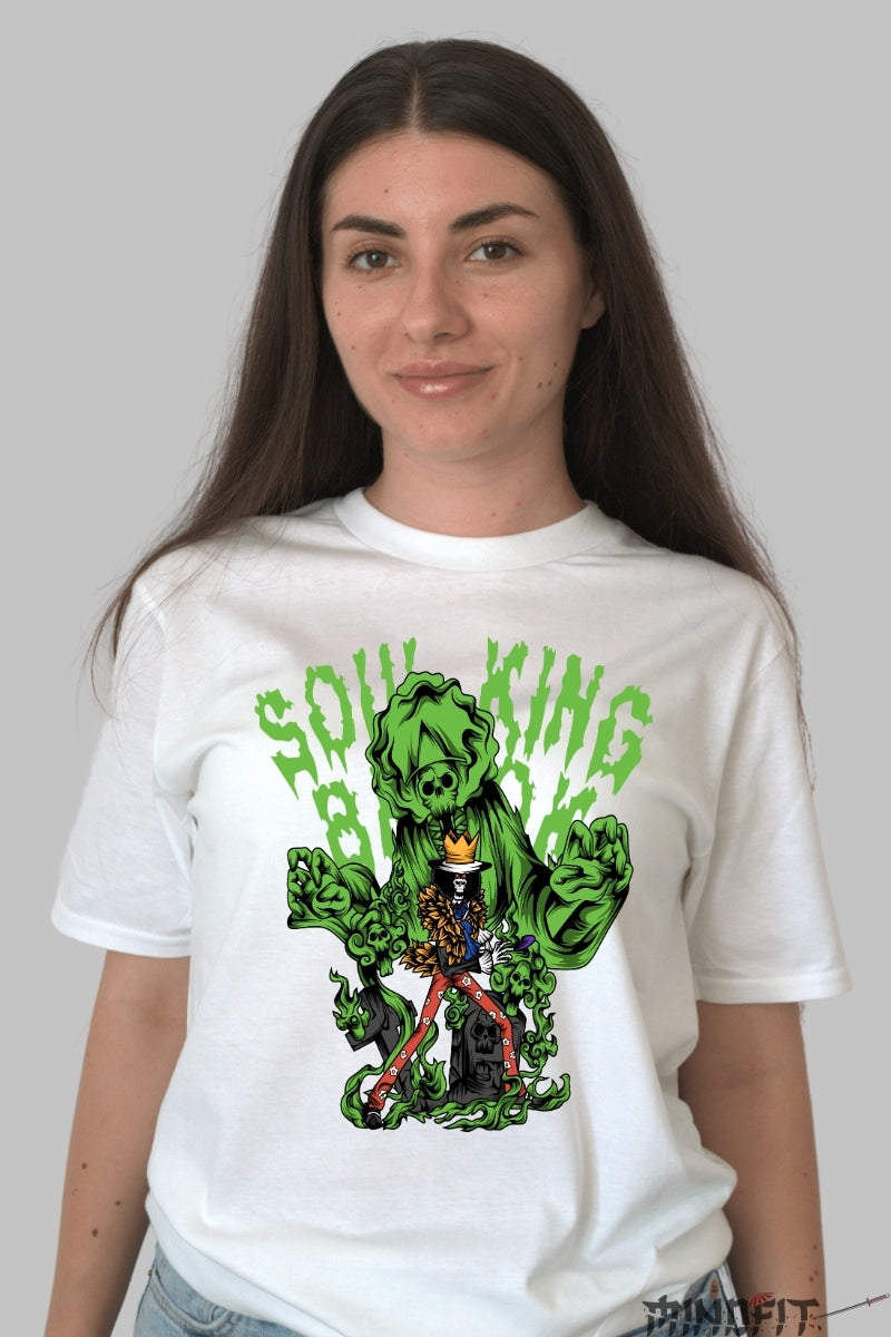 Tricou Anime One Piece - Soul King Brook Reaper Vibe dama alb