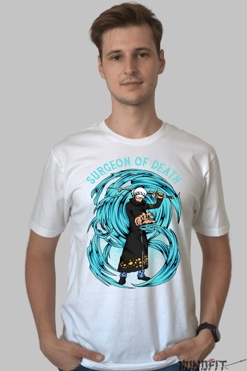 Tricou Anime One Piece - Surgeon of Death Law barbat alb