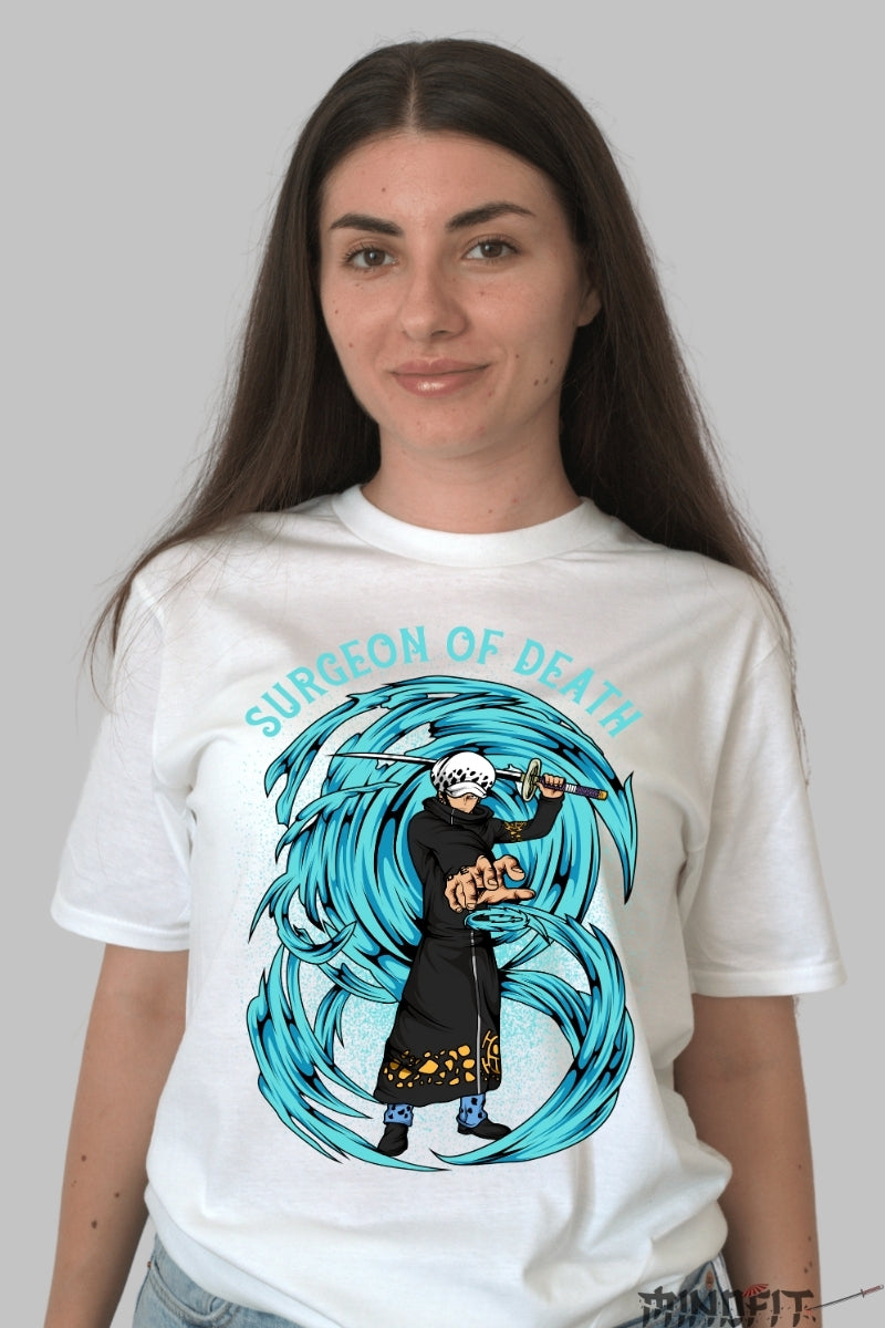 Tricou Anime One Piece - Surgeon of Death Law dama alb
