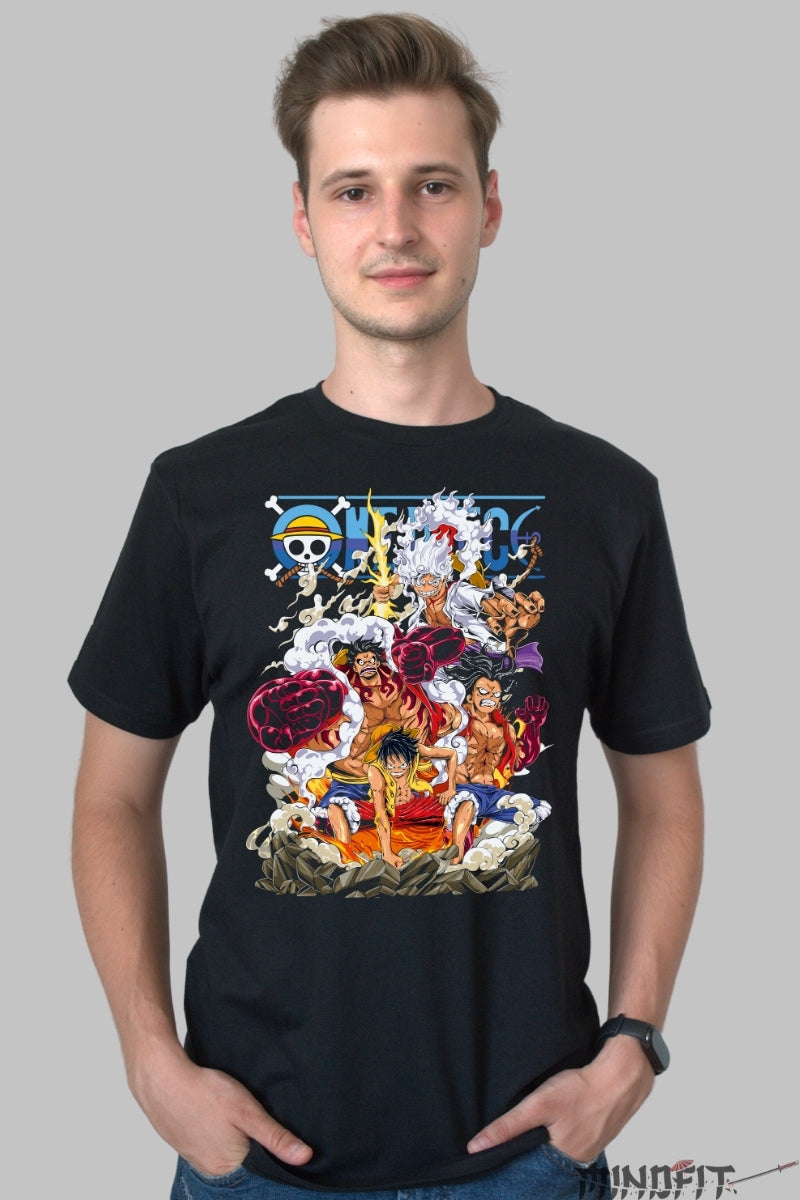 Tricou Anime One Piece - Toate Formele lui Luffy Gear barbat negru