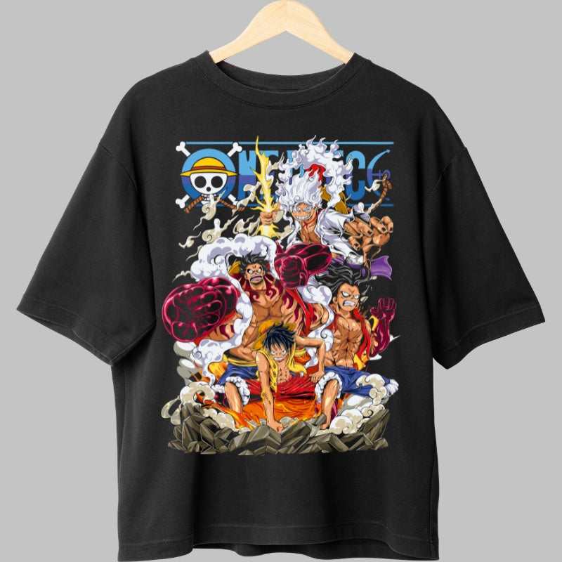 Tricou Anime One Piece - Toate Formele lui Luffy Gear fata