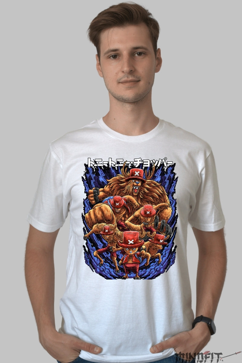 Tricou Anime One Piece - Tony Tony Chopper Beast Mode barbat alb