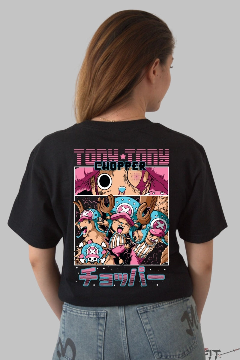 Tricou Anime One Piece - Tony Tony Chopper Comic Burst dama negru