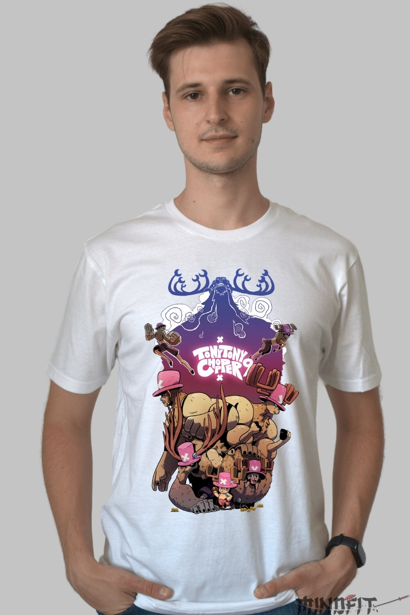 Tricou Anime One Piece - Tony Tony Chopper Evolution barbat alb