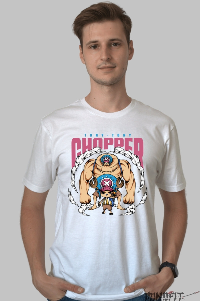 Tricou Anime One Piece - Tony Tony Chopper Forma Monster barbat alb