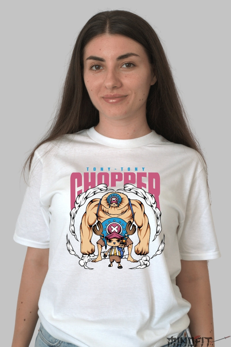 Tricou Anime One Piece - Tony Tony Chopper Forma Monster dama alb