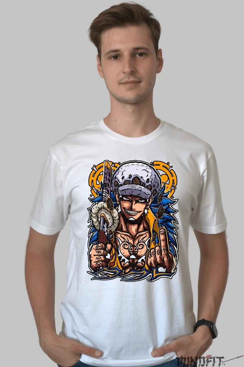 Tricou Anime One Piece - Trafalgar Law Energia Rebelului barbat alb