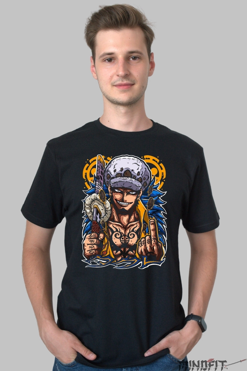 Tricou Anime One Piece - Trafalgar Law Energia Rebelului barbat negru