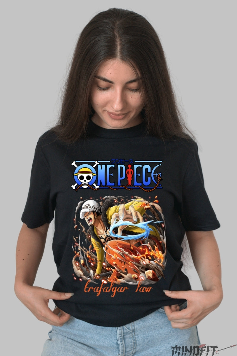 Tricou Anime One Piece - Trafalgar Law Shockwave Attack dama negru