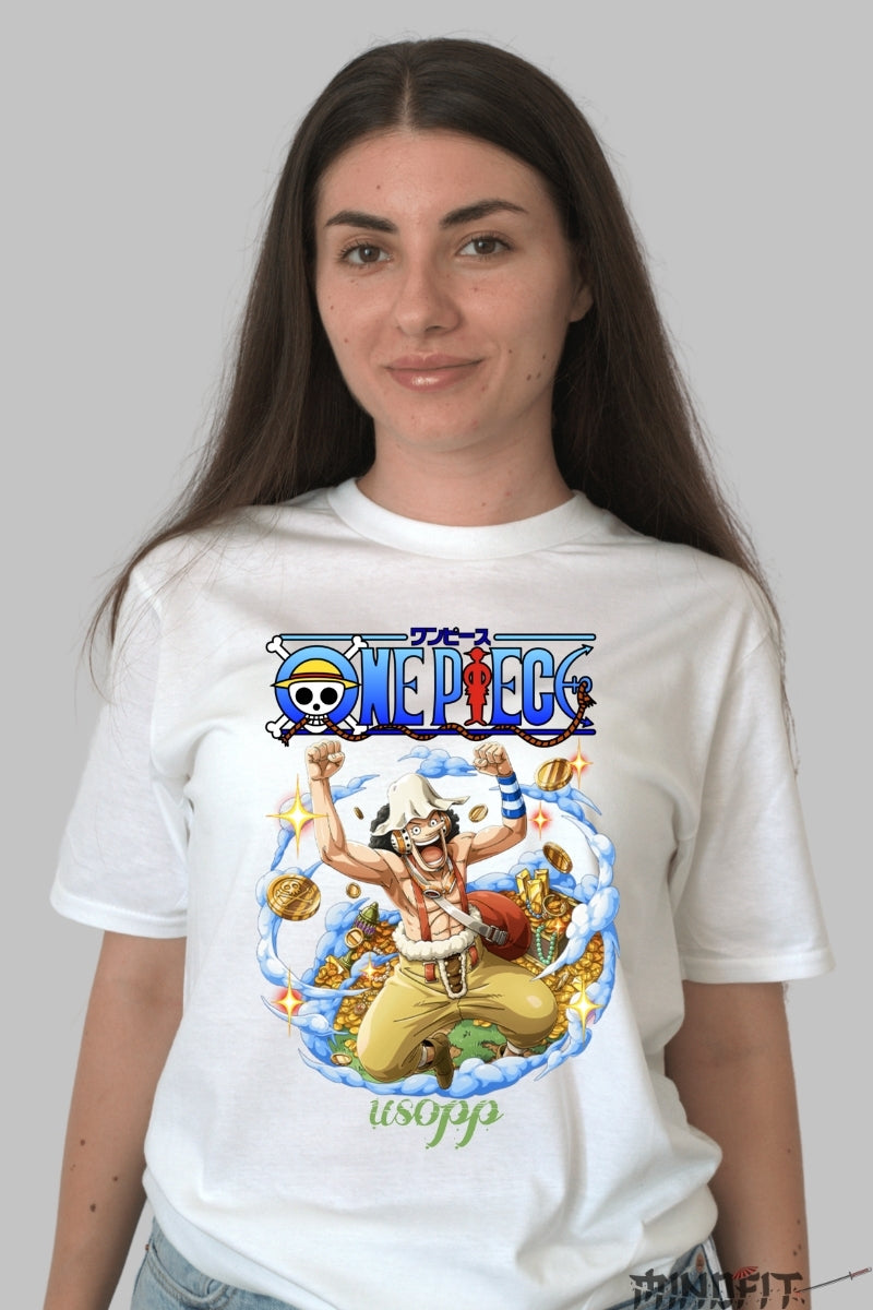 Tricou Anime One Piece - Usopp Aventurierul Legendar dama alb