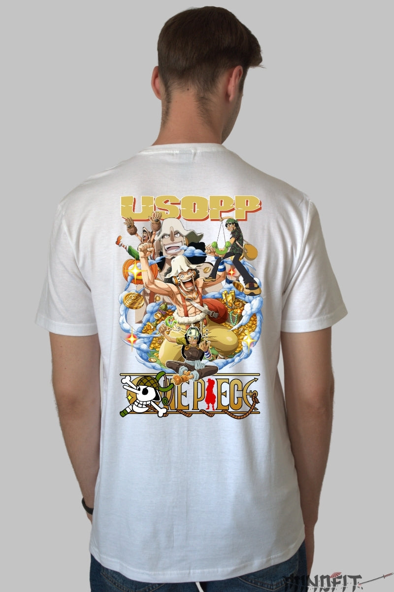 Tricou Anime One Piece - Usopp Regele Lunetistilor barbat alb