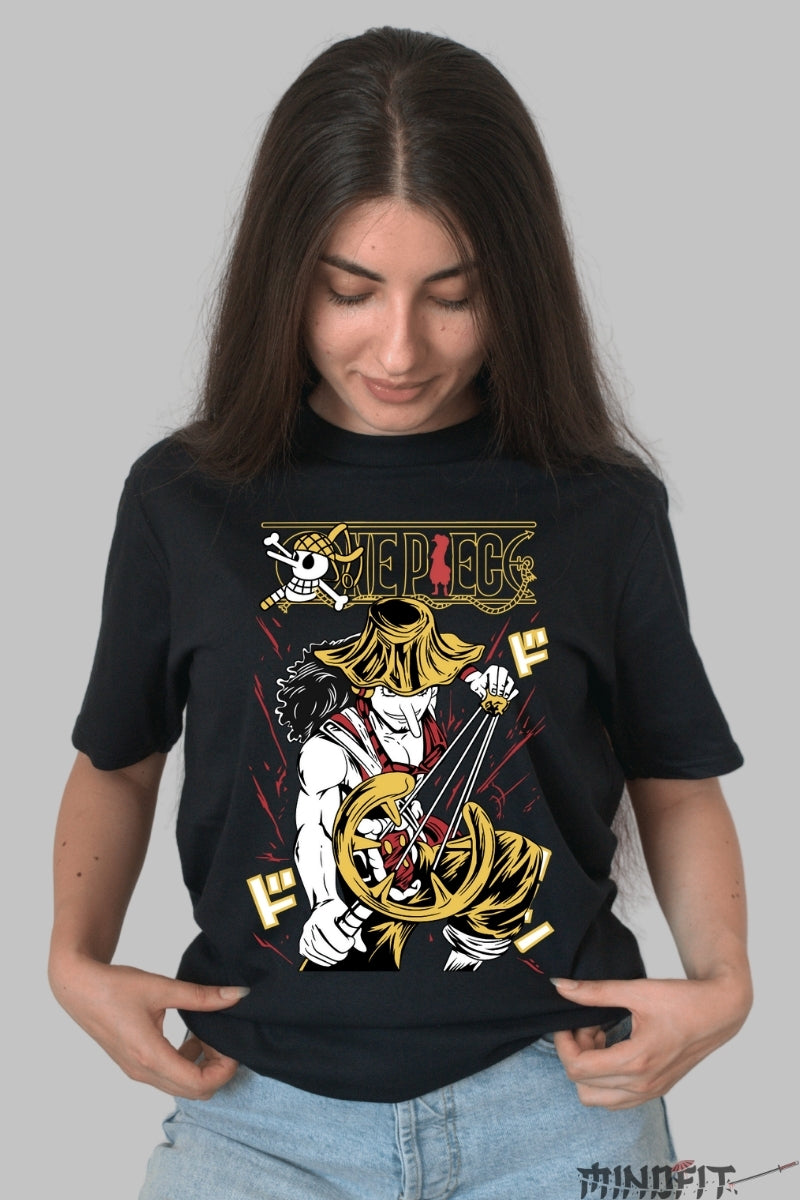Tricou Anime One Piece - Usopp Sniper King Impact dama negru