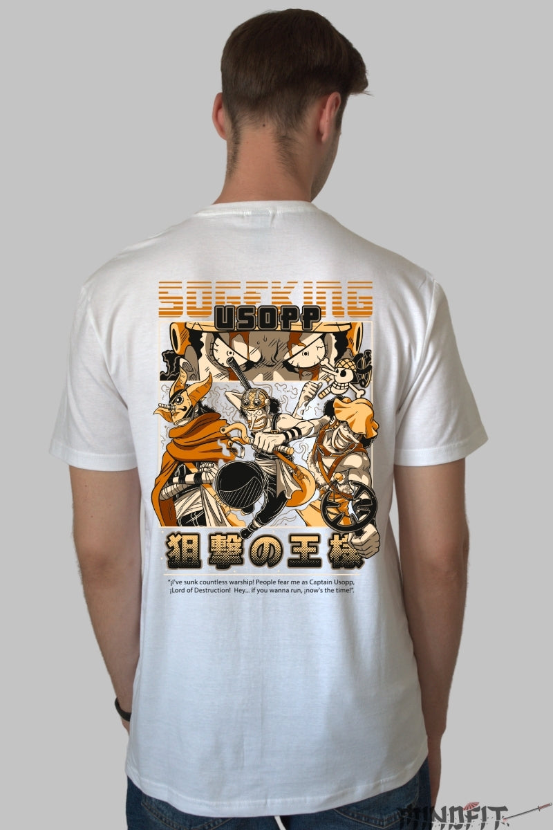 Tricou Anime One Piece - Usopp Sniper King Legend barbat alb