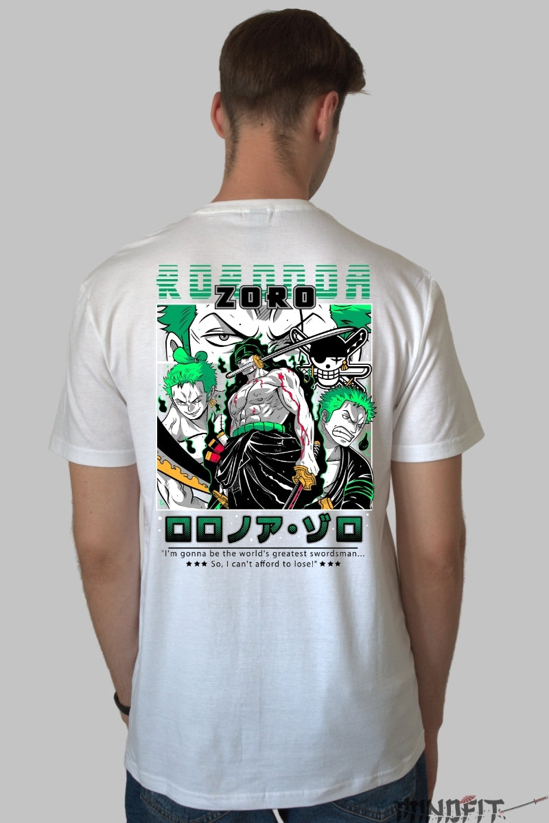 Tricou Anime One Piece - Zoro Sabia Onoarei barbat alb