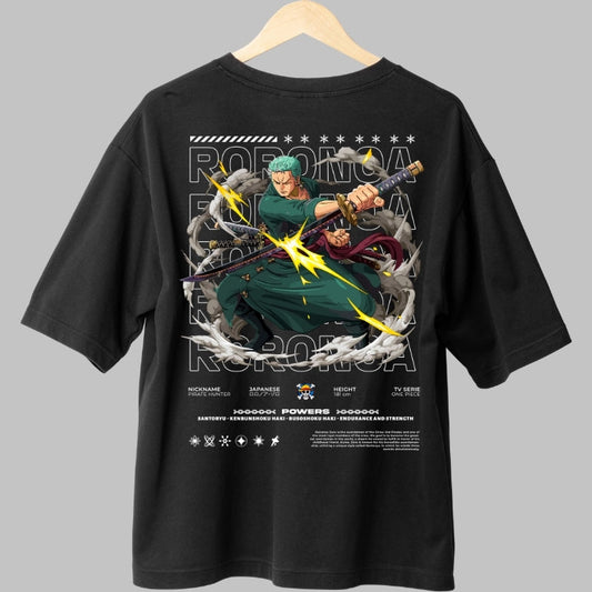Tricou Anime One Piece - Zoro Santoryu Lightning Slash spate