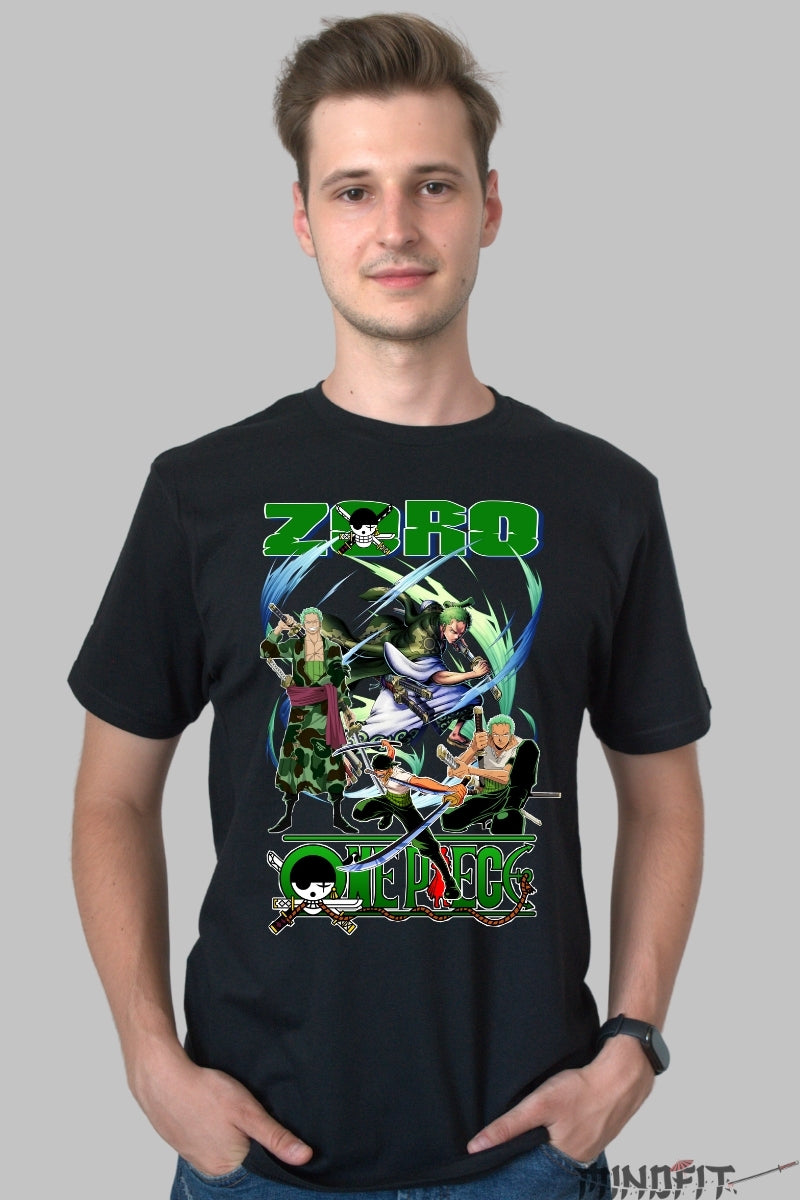 Tricou Anime One Piece - Zoro Slujitorul Sabiei Verzi barbat negru